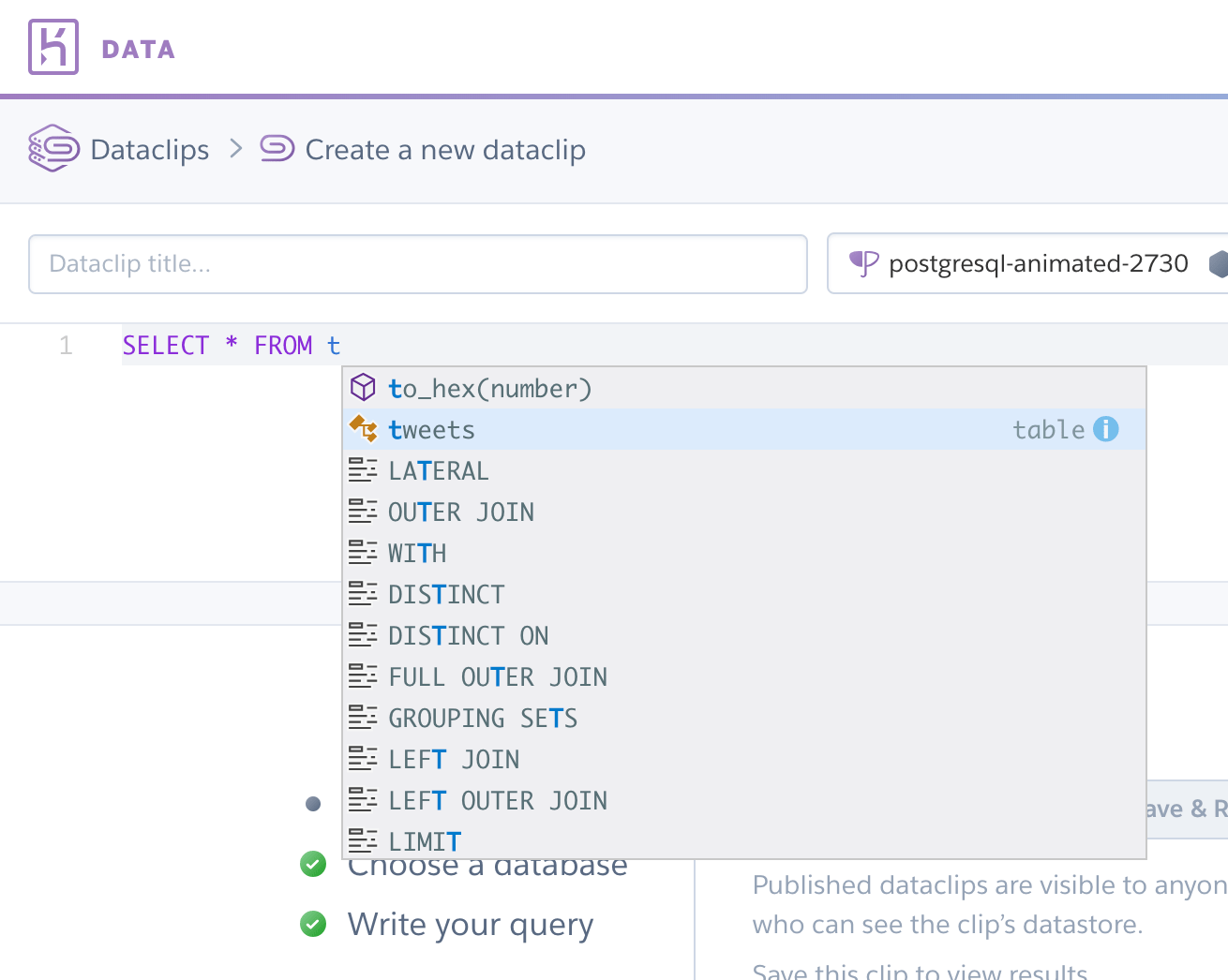 Sharing Query Results with Dataclips Heroku Dev Center