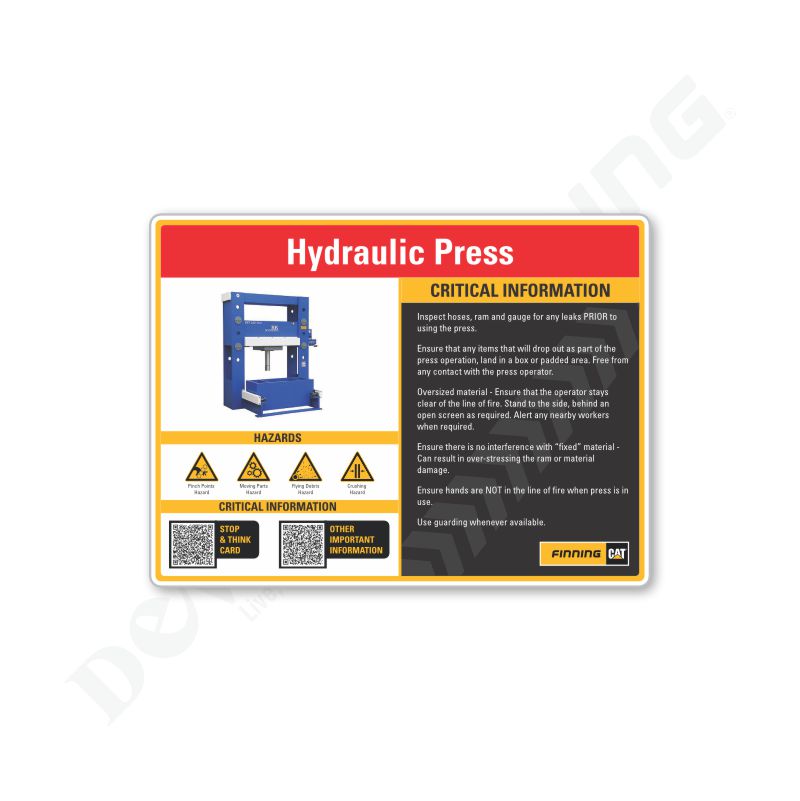 Hydraulic Press Tool Hazard Sign Devco Consulting