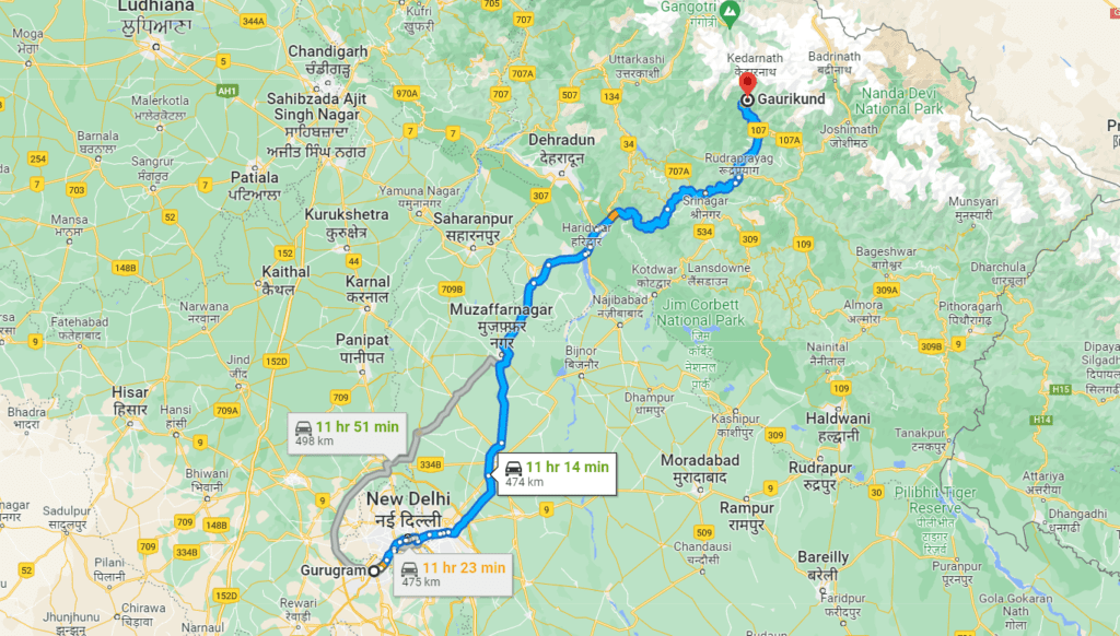 Gurugram to Kedarnath distance and journey Complete guide
