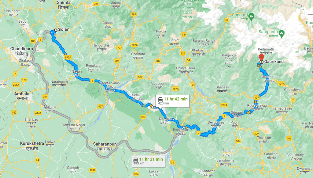 Solan to Kedarnath Distance & Journey Complete Guide