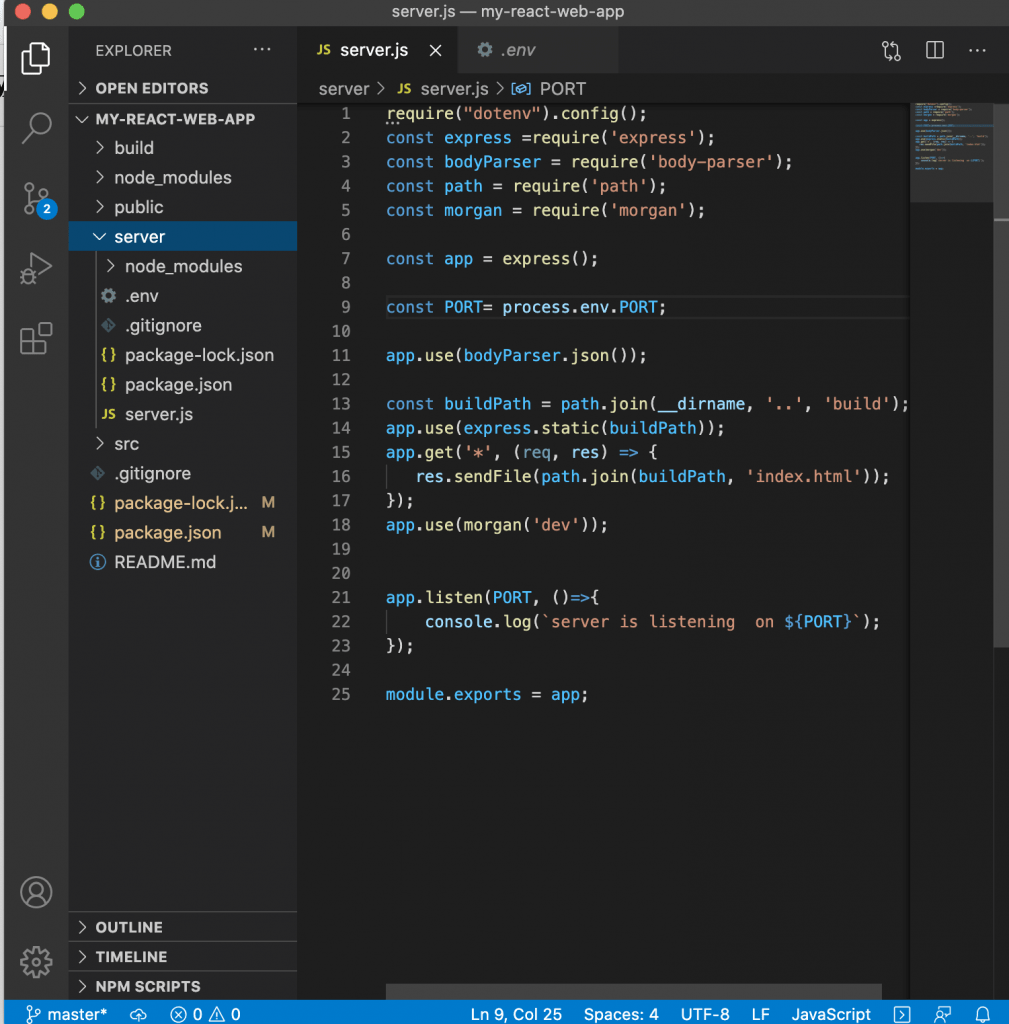 How to create React Web App with a Node.js API Backend