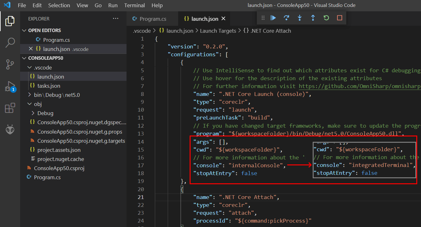 Создание первого приложения на 5.0 в Visual Studio