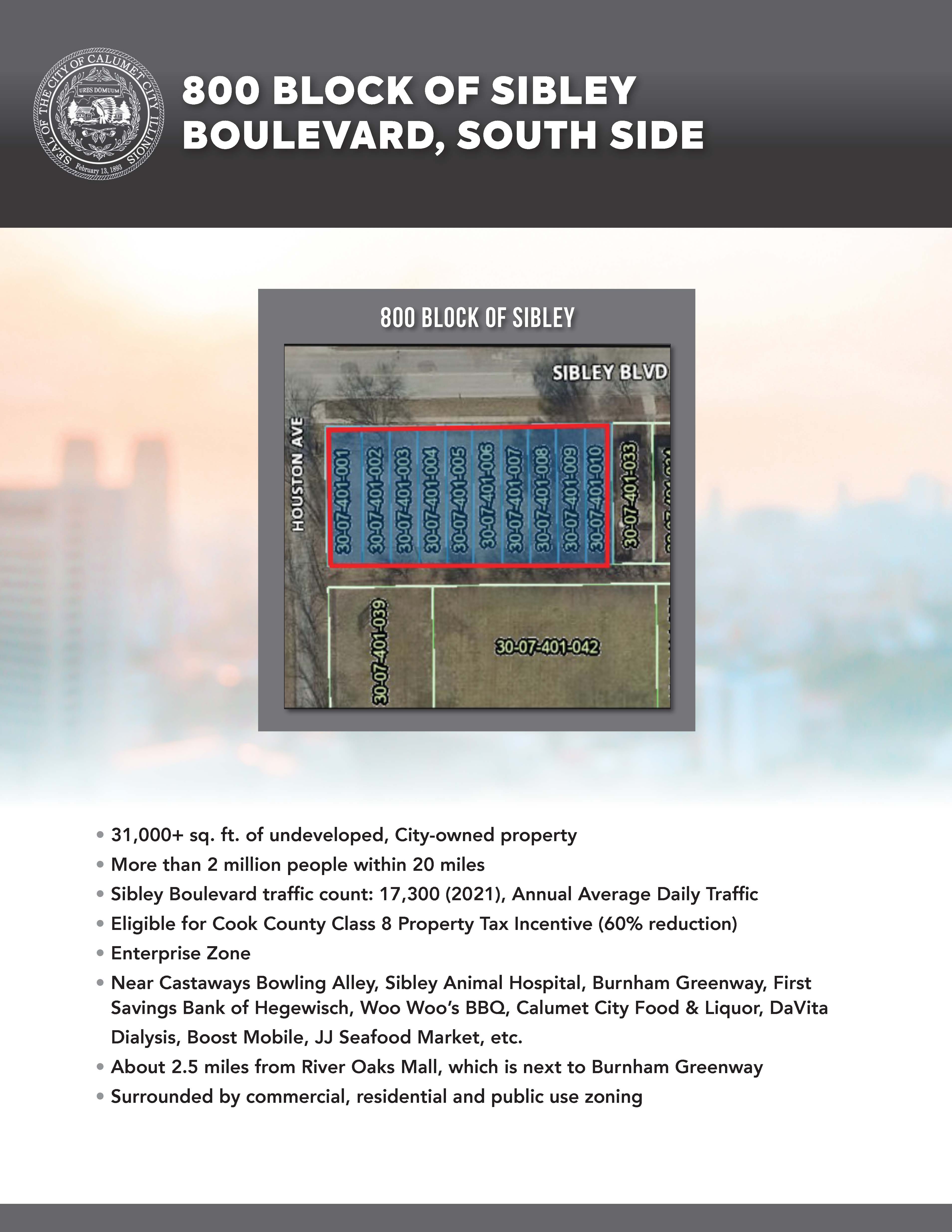 Develop Calumet City Illinois 800 Block of Sibley Boulevard South