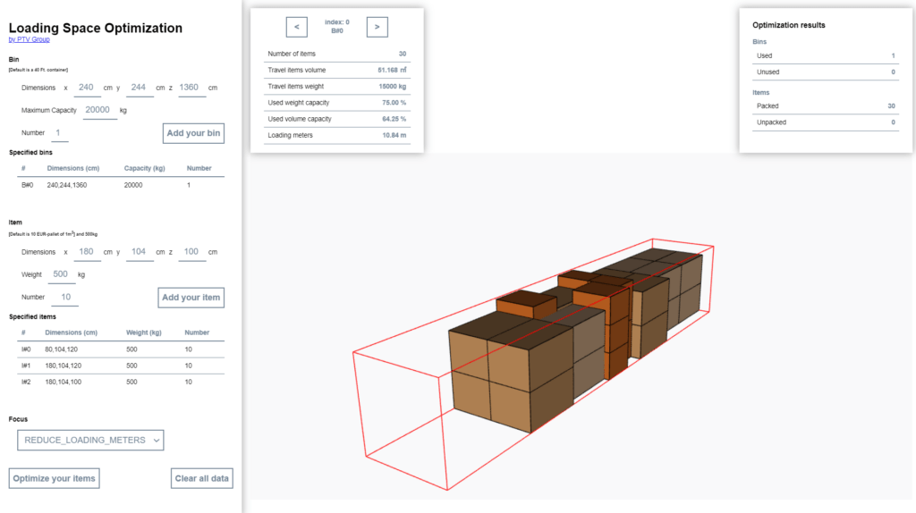 Loading Space Optimization API How to visualize the bin packing