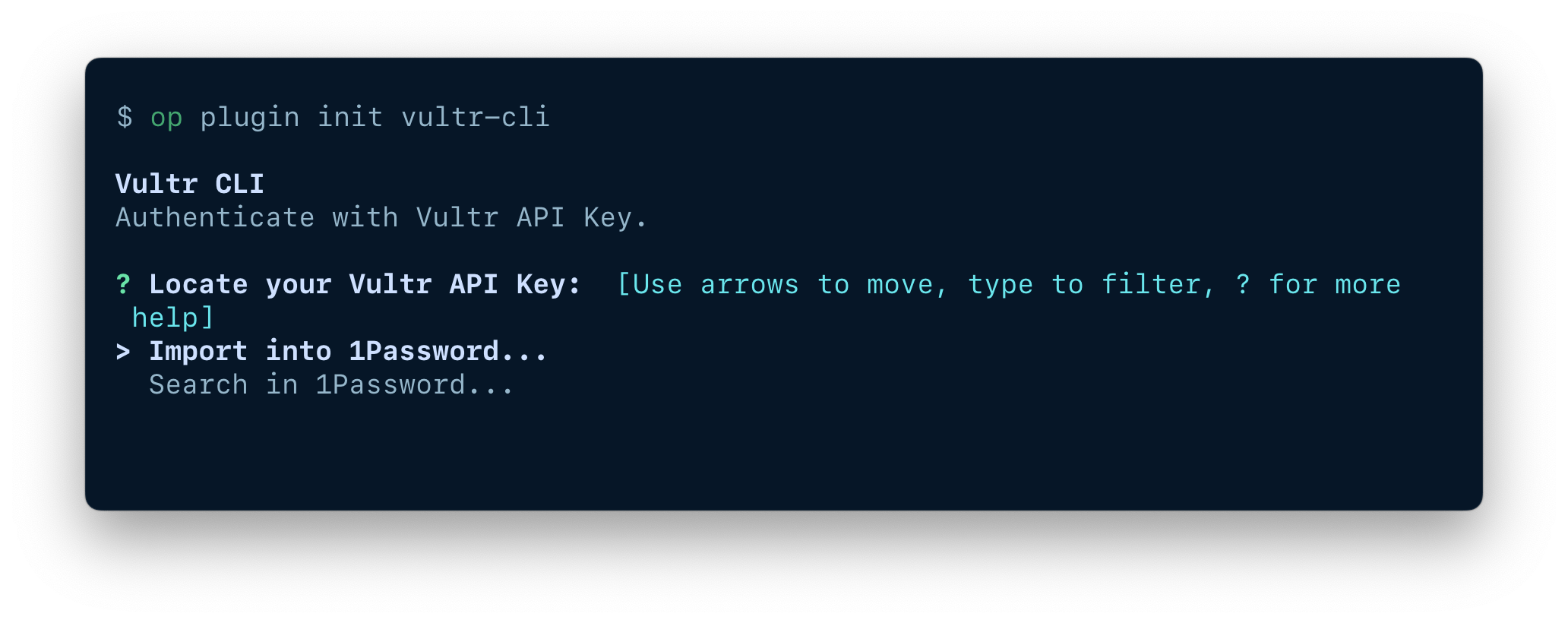 Use 1Password to authenticate Vultr CLI with biometrics 1Password