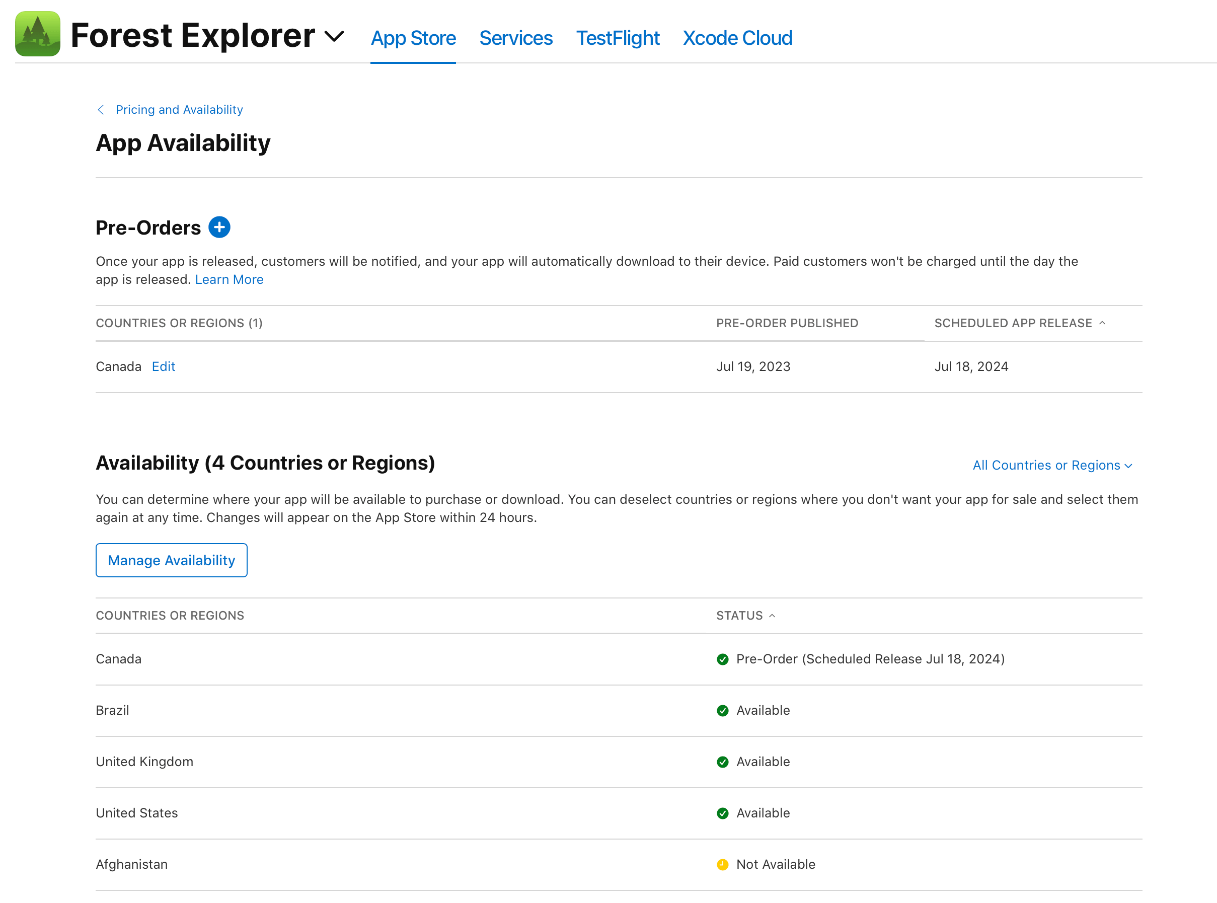 Manage availability for your app Manage your app's availability App Store Connect Help
