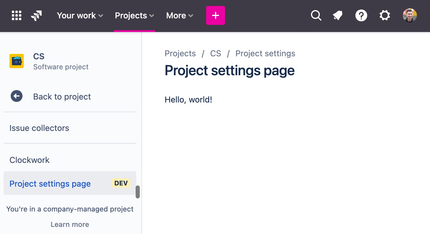 Jira project settings page