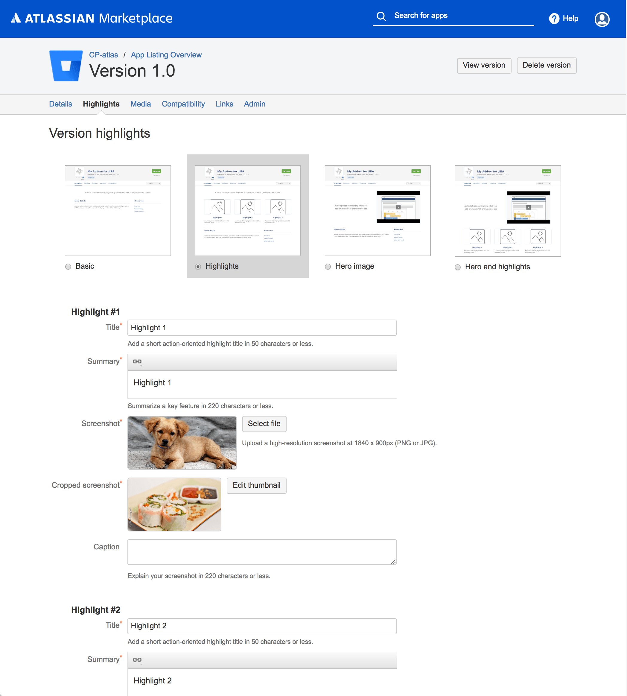 Editing your Marketplace listing
