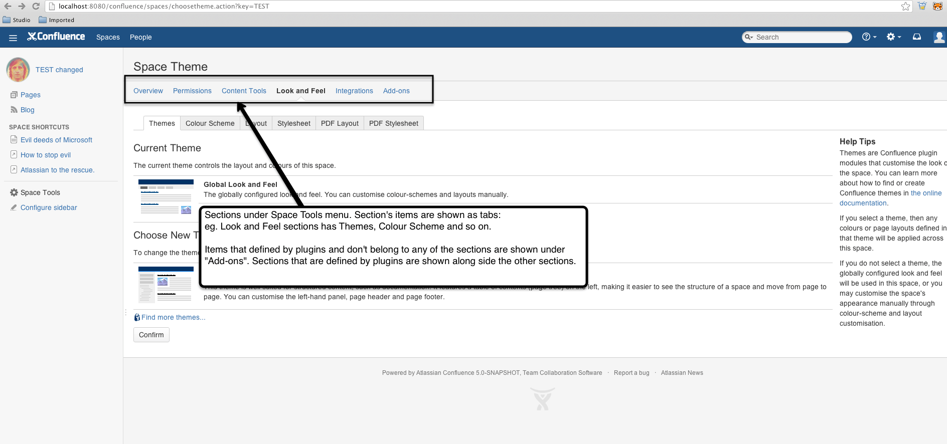 Browse menu and Space Tools changes in Confluence 5.0