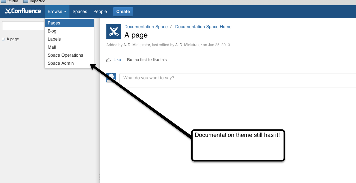Browse menu and Space Tools changes in Confluence 5.0