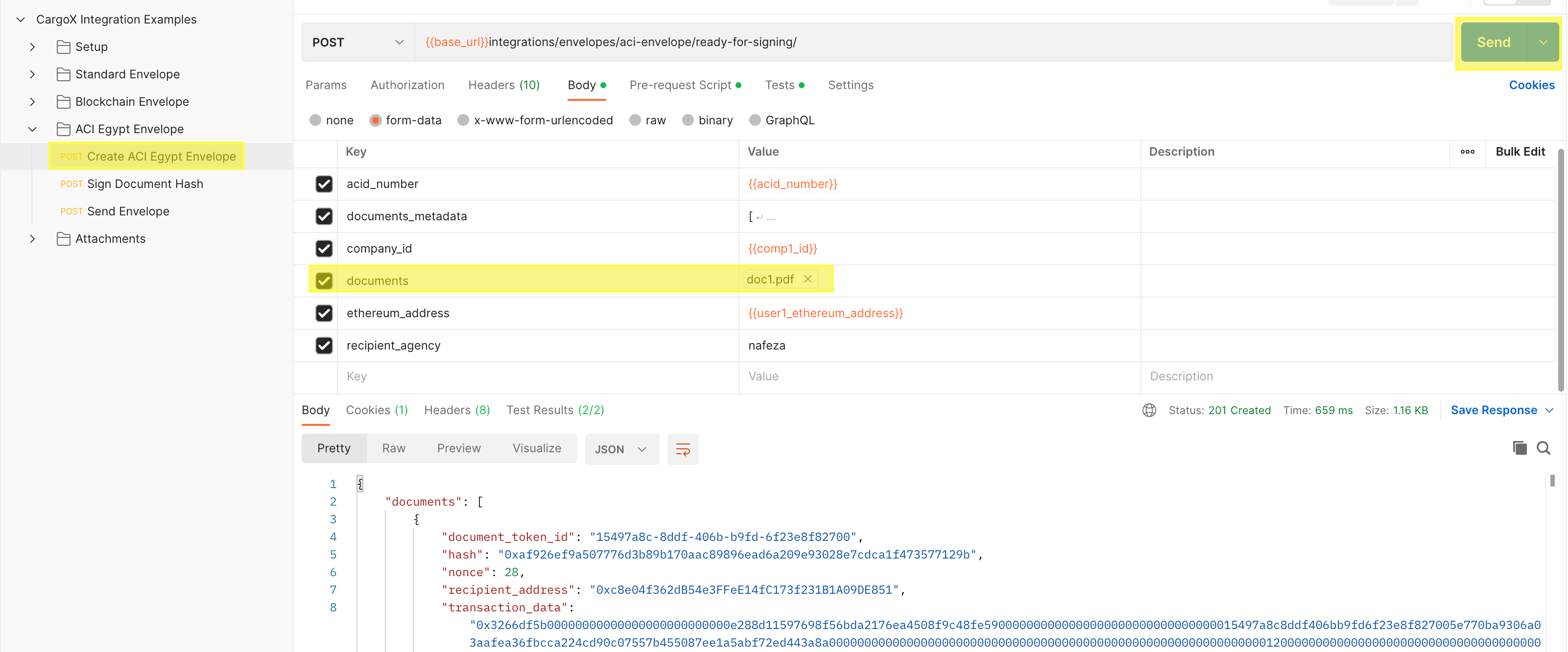 11.3. Create Envelopes and send them — CargoX Platform Integration API documentation