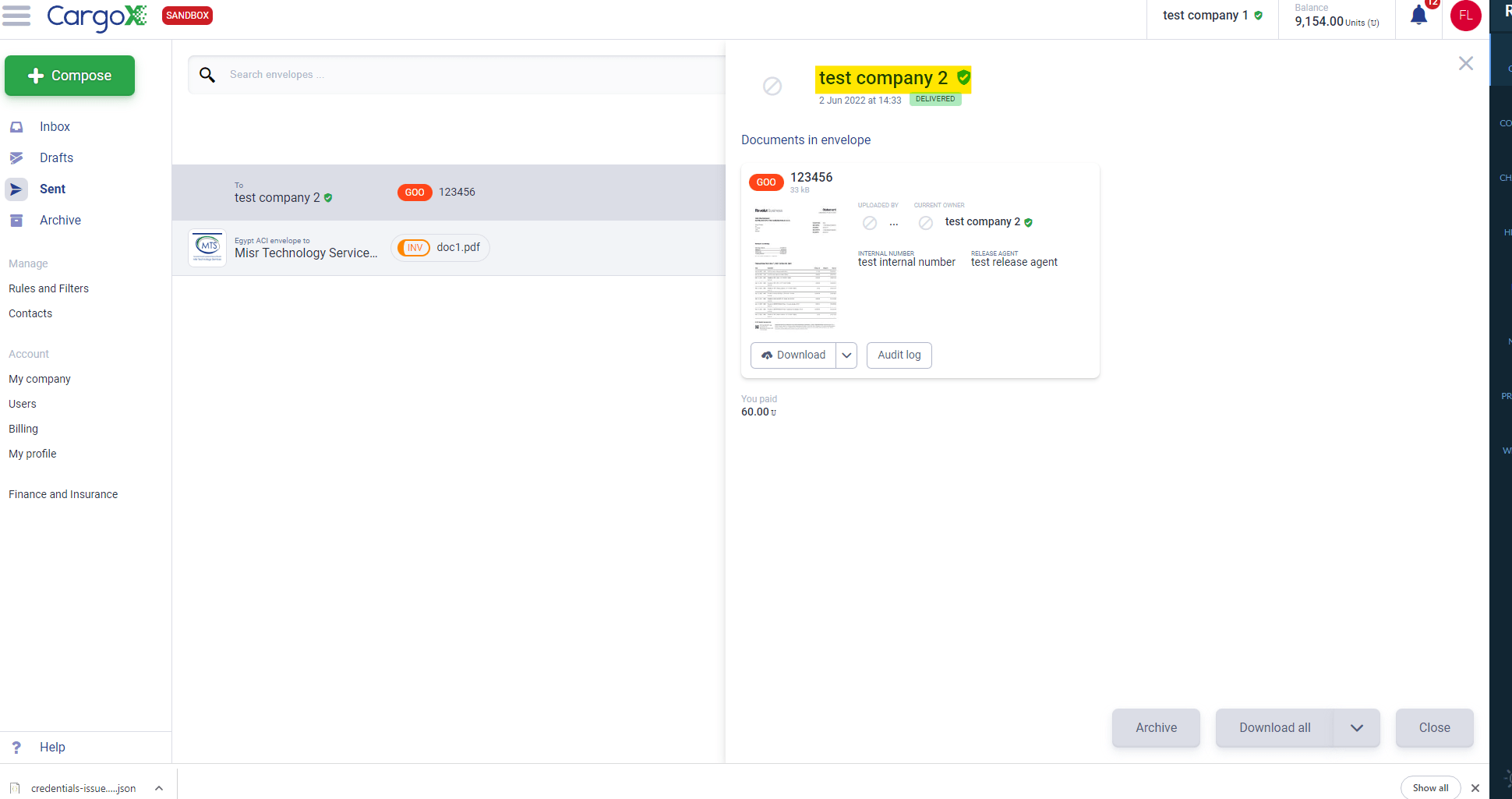 11.3. Create Envelopes and send them — CargoX Platform Integration API documentation