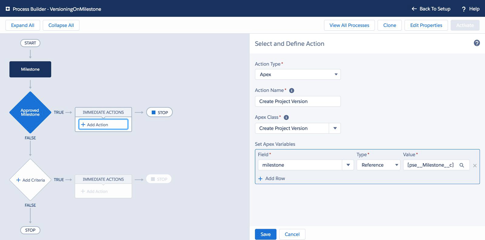Version Service API Versioning on Milestone Status Certinia for