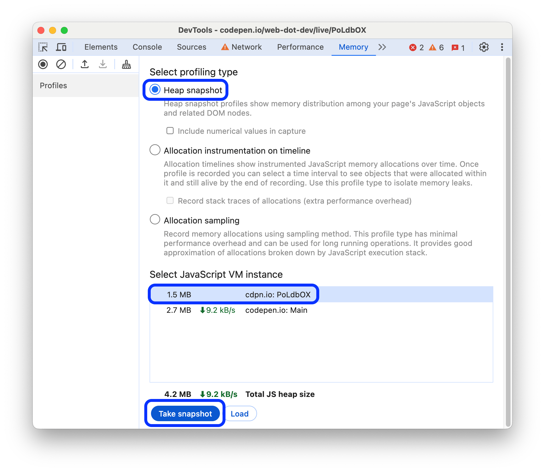Record heap snapshots Chrome DevTools Chrome for Developers