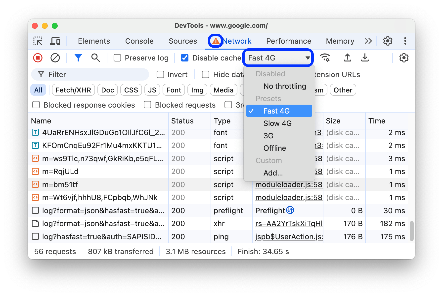 Network features reference | Chrome DevTools | Chrome for Developers