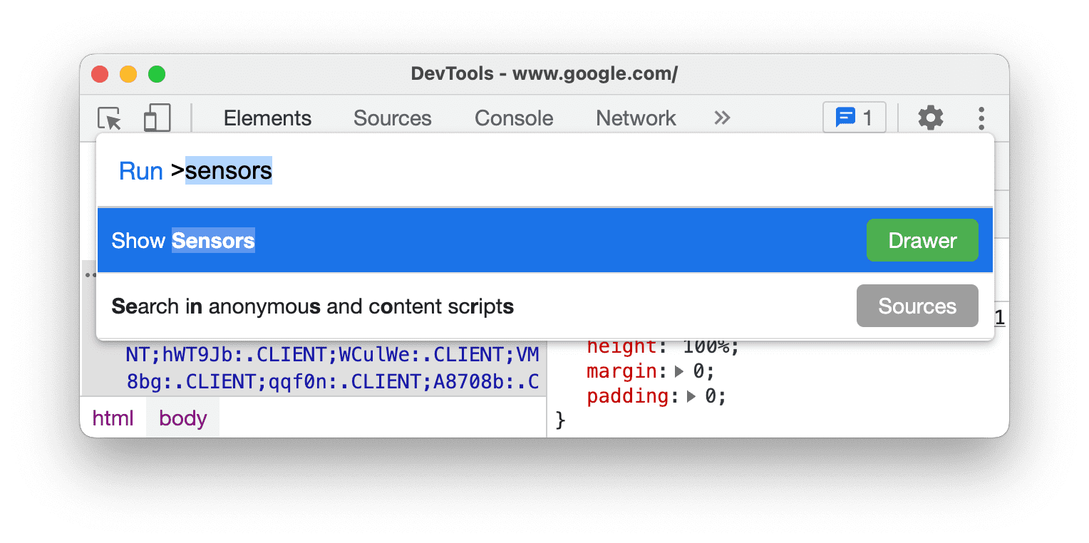 Sensors Emulate device sensors Chrome DevTools Chrome for Developers