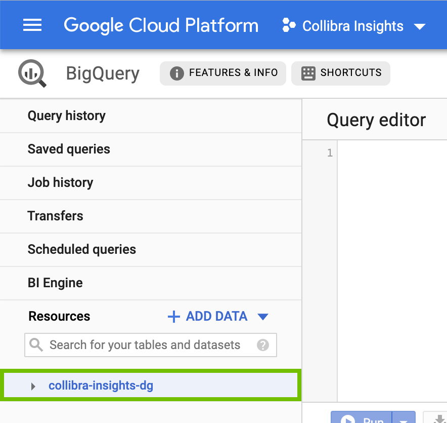 Location of the collibrainsigntsdg bucket in Google BigQuery