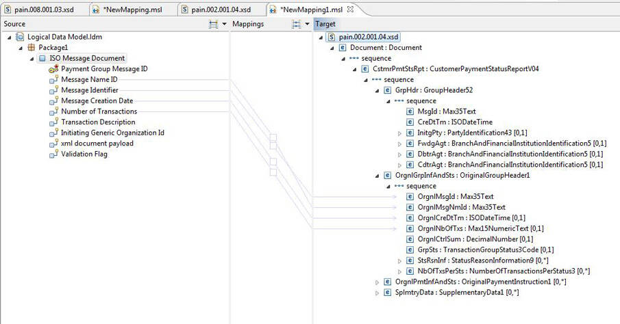 Implement ISO 20022 payment initiation messages in a payment processing