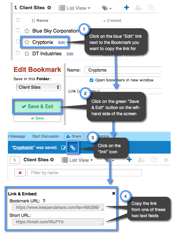 Linking to a Single Bookmark Keep&Share Developer