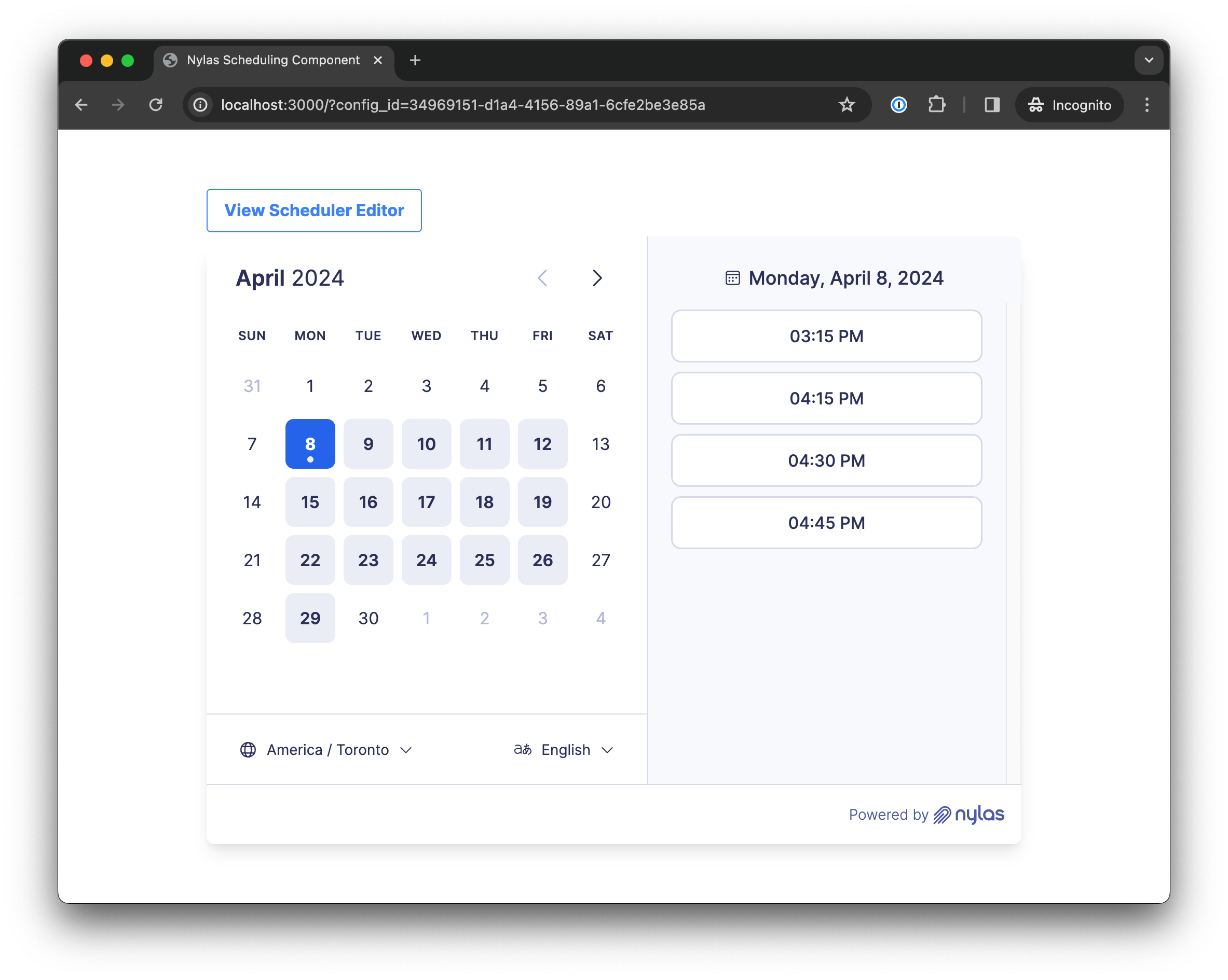 Quickstart Using Nylas Scheduler Docs