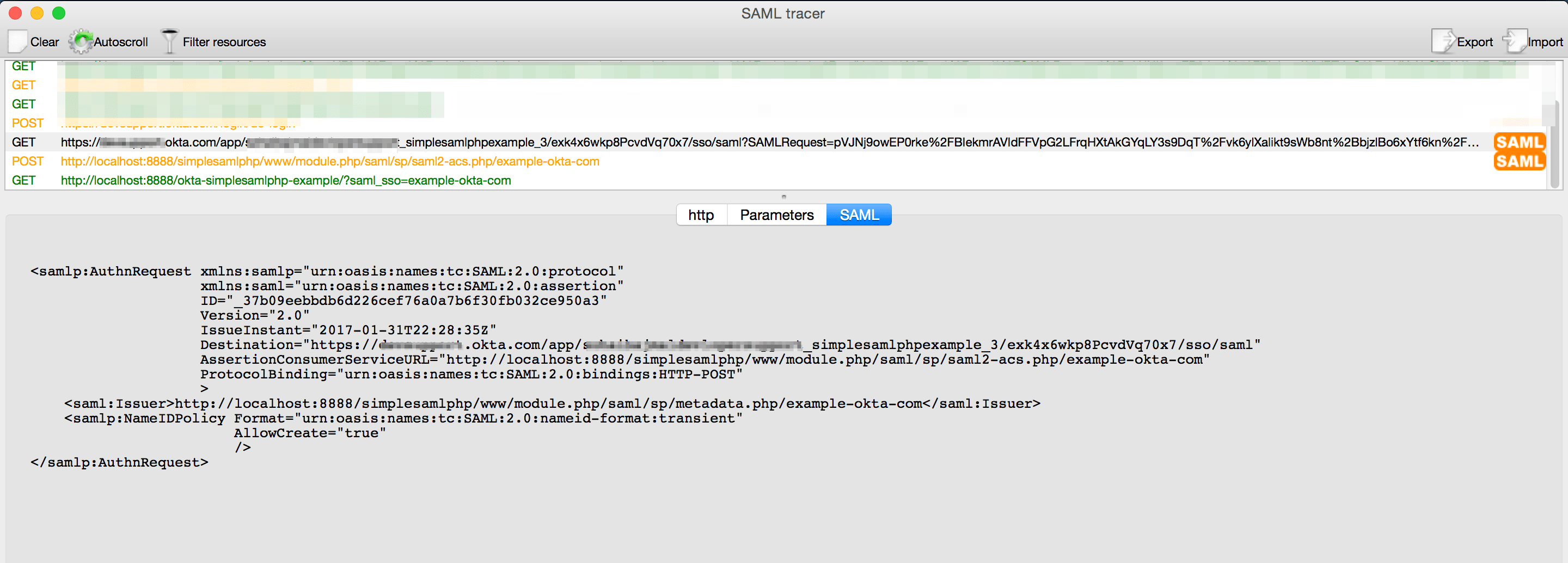 Test SAML app implementation with SAMLtracer Okta Developer
