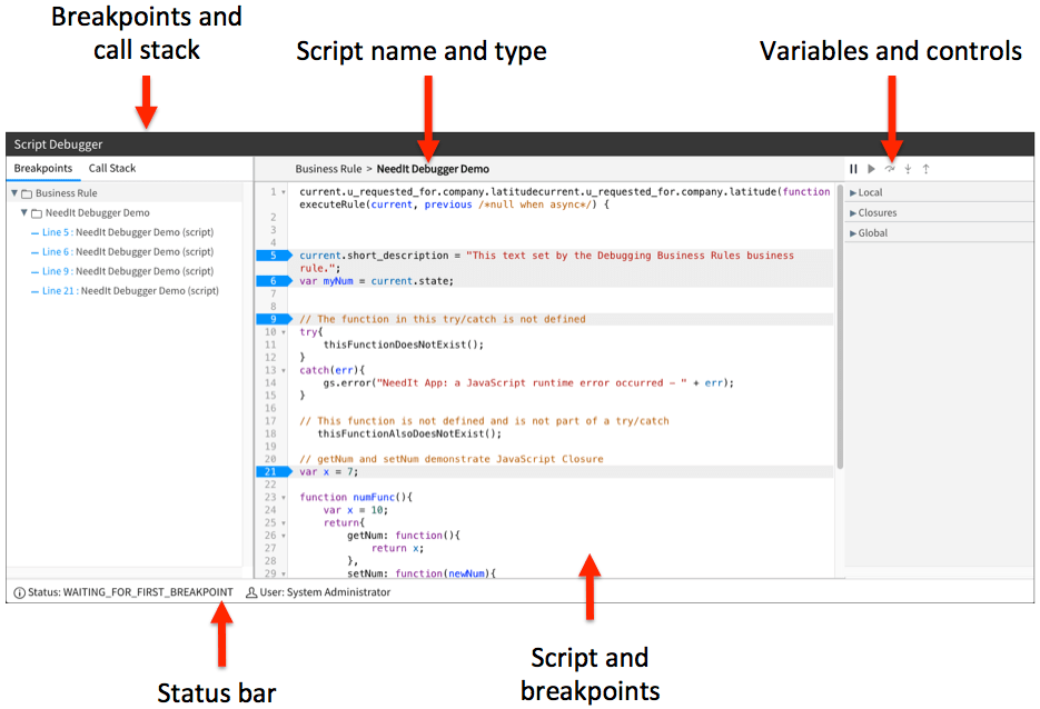 ServiceNOW My Learning experiences JavaScript Debugger ServiceNow