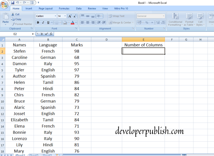 How to use COLUMNS function in Excel? Developer Publish