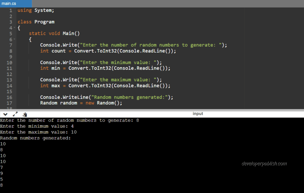 C Program to Generate Random Numbers