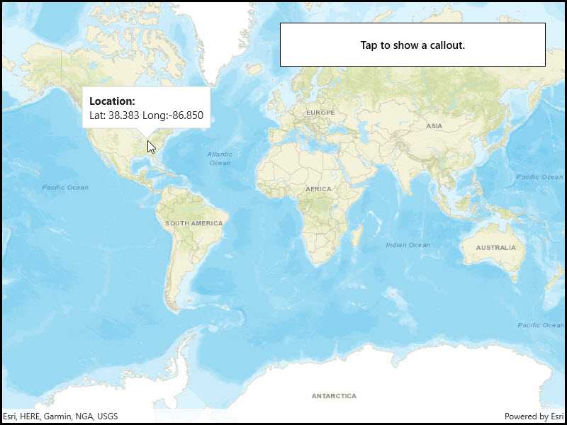 Show callout ArcGIS Maps SDK for Esri Developer