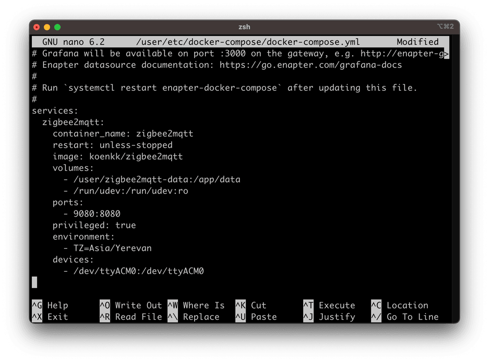 Zigbee Support in Enapter Gateway with Zigbee2MQTT Enapter Developer Toolkit