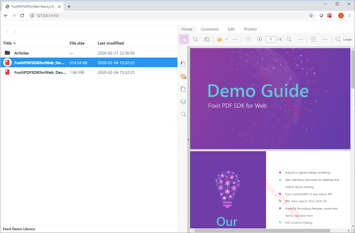 How to build a PDF library with React Foxit PDF Libraries
