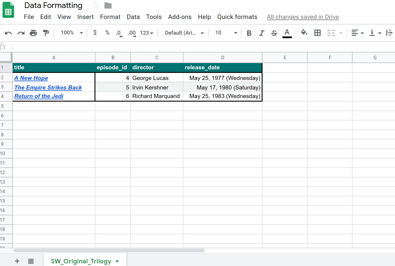 Fundamentals of Apps Script with Google Sheets 4 Data Formatting