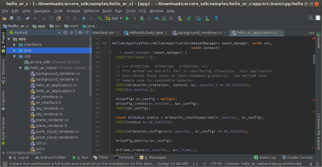 Quickstart for Android NDK ARCore Google for Developers