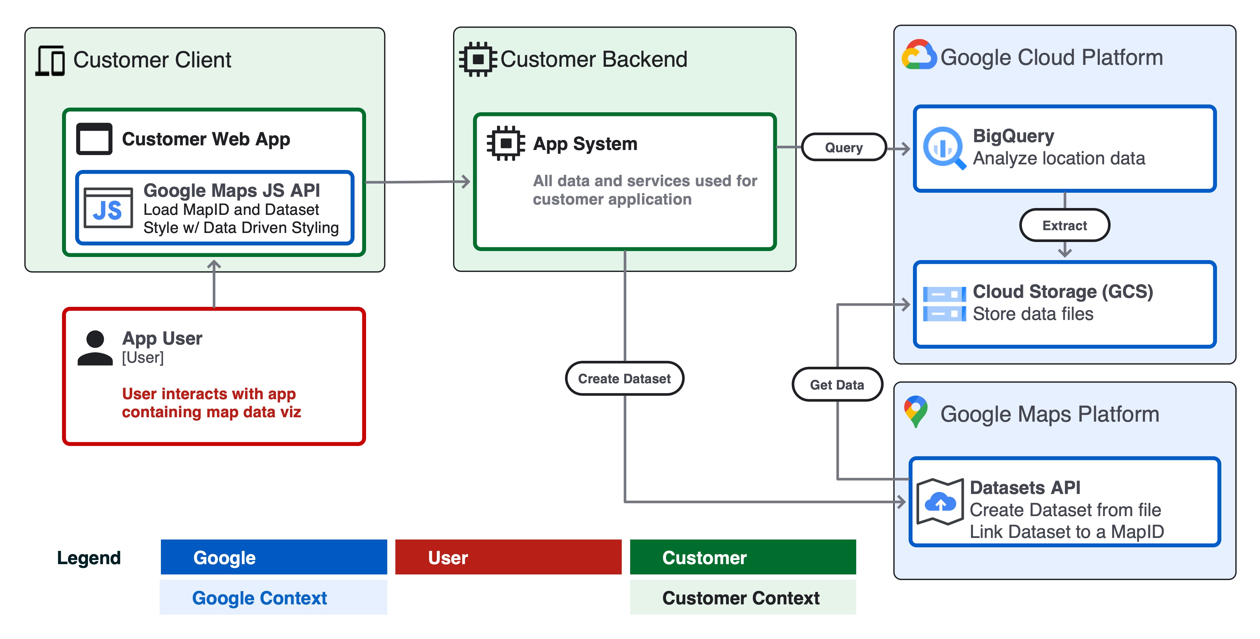 Visualize your data with BigQuery and Datasets API Google Maps