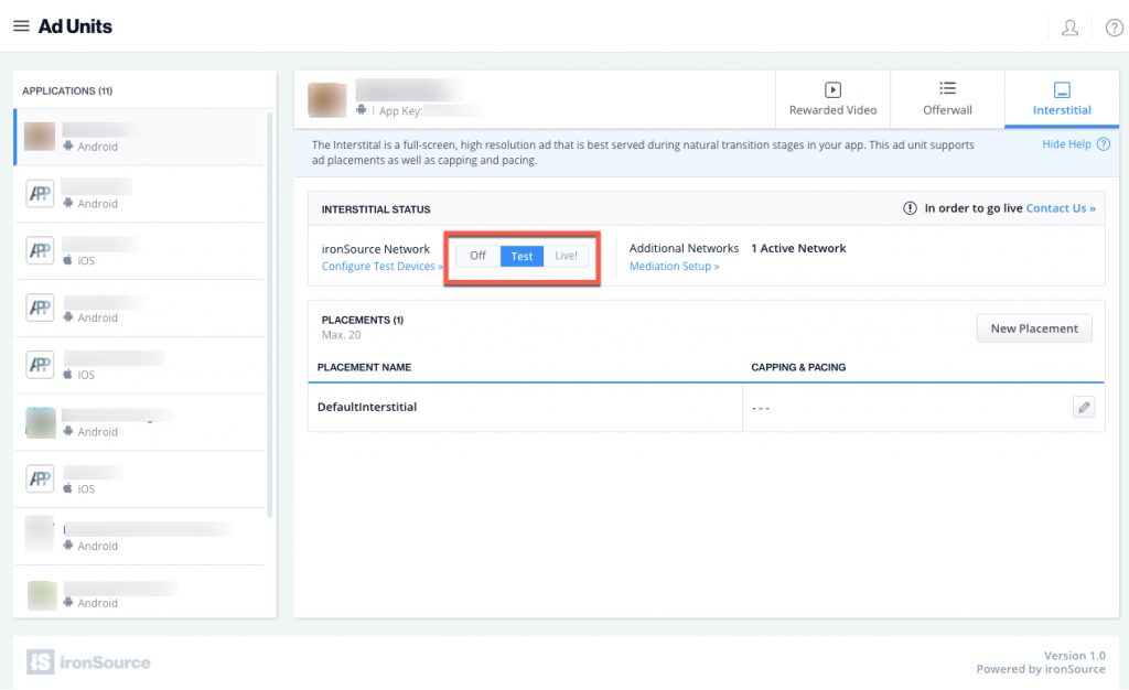 How to set up interstitial ads ironSource knowledge center