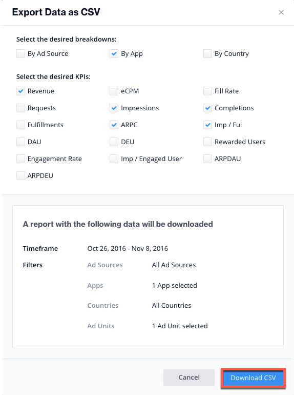 Performance Reports ironSource knowledge center