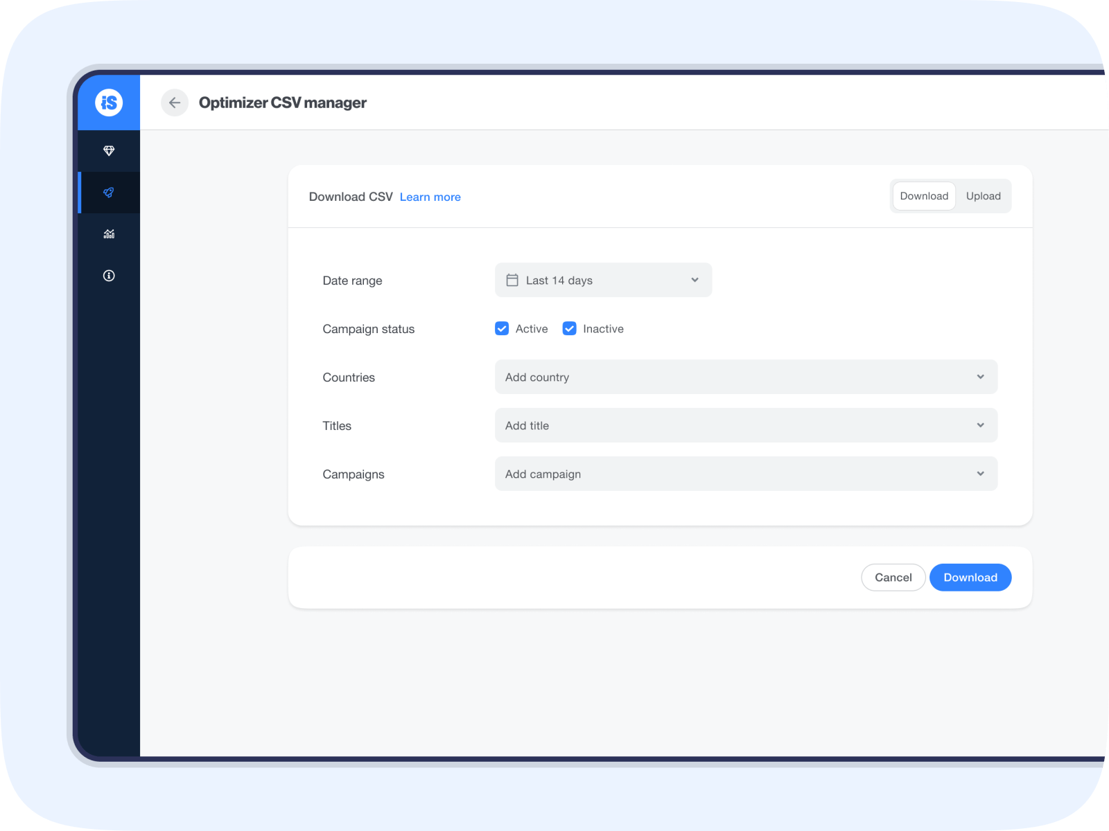 ROAS optimizer CSV manager IronSource Knowledge Center