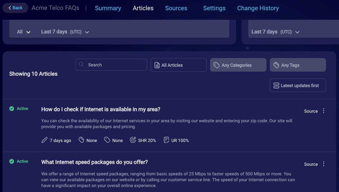 KnowledgeAI — Articles | LivePerson Developer Center
