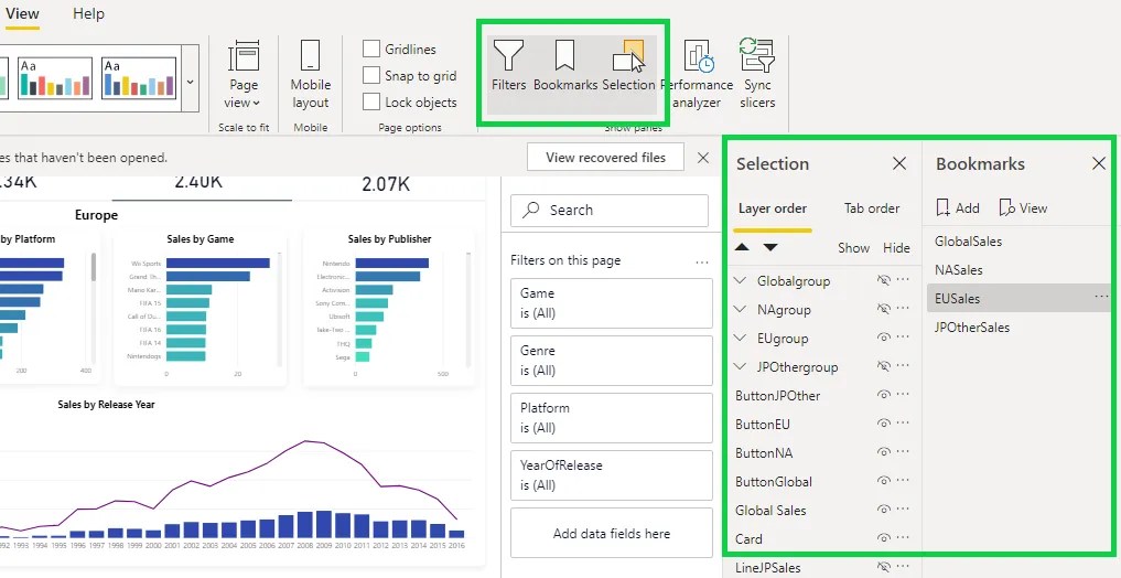 Bookmarks in Power BI how to create a clean, onepage report Mews