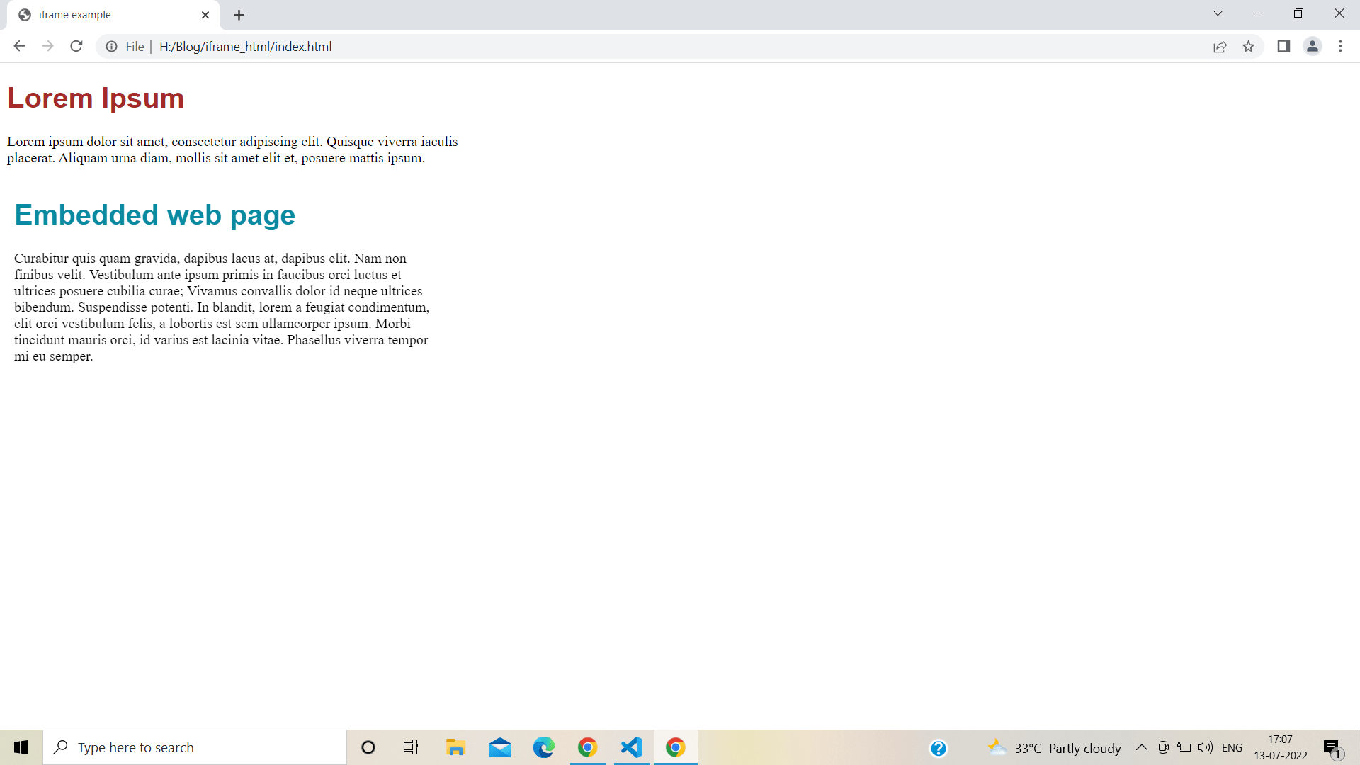 What is an iframe in HTML? HTML inline frame DeveloperXon