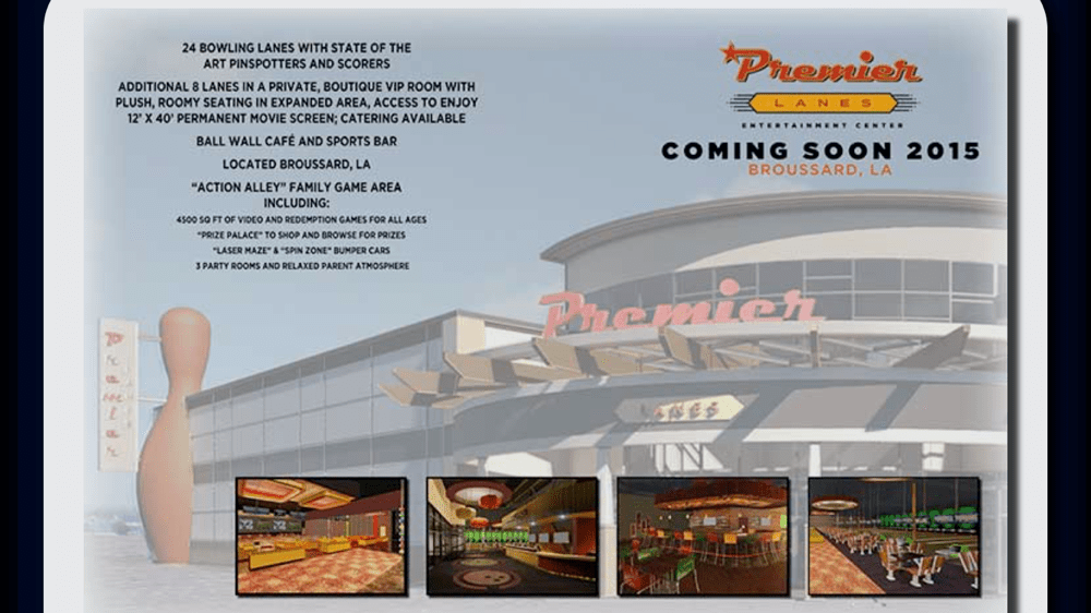 Premier Lanes Entertainment Center Developing Lafayette