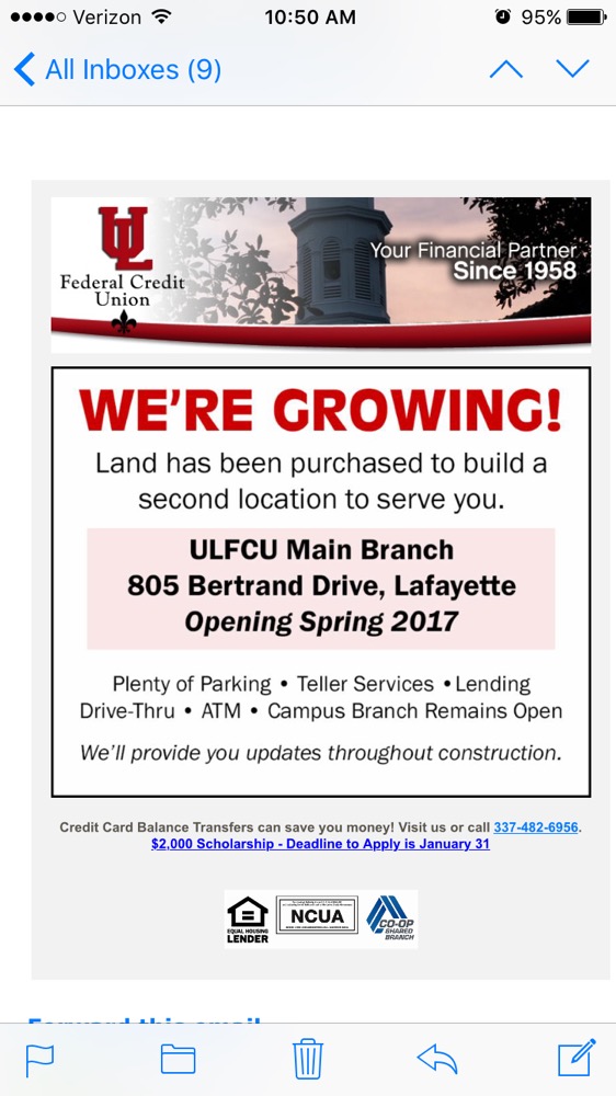 New Ul Credit Union On Bertrand Developing Lafayette
