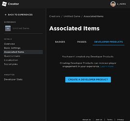 Experiences & Developer Products on Creator Dashboard - Announcements
