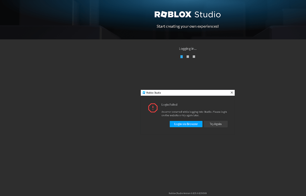How do I fix Roblox Studio not allowing me to log in? Platform Usage