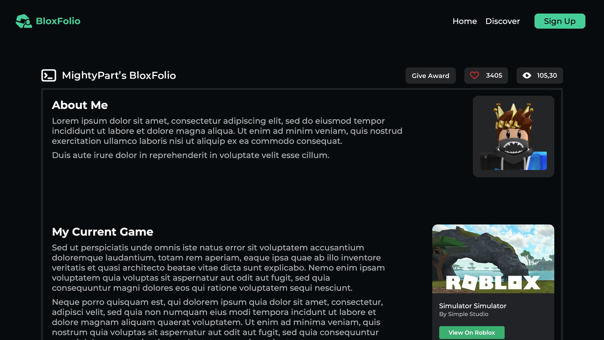 Feedback On Roblox Portfolio Creation site Creations Feedback