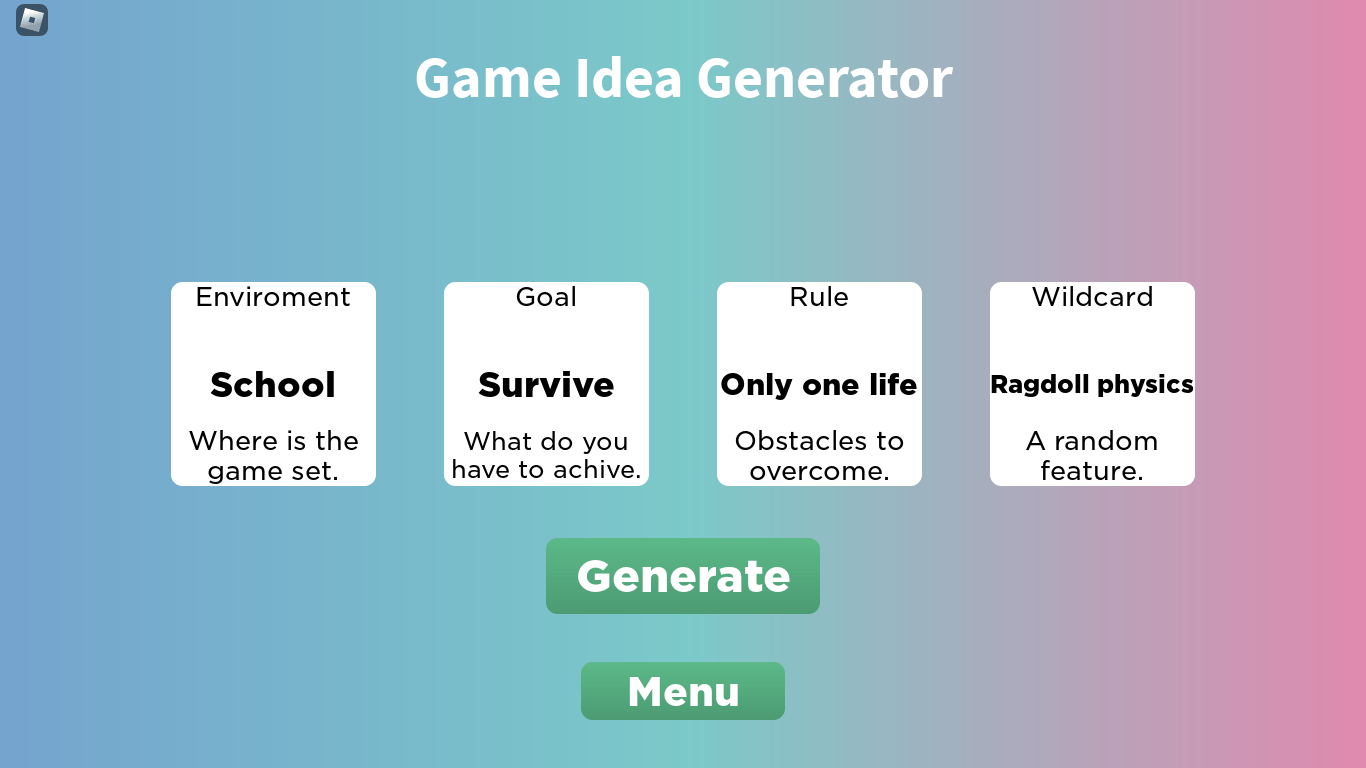 Game Idea Generator Creations Feedback Developer Forum Roblox