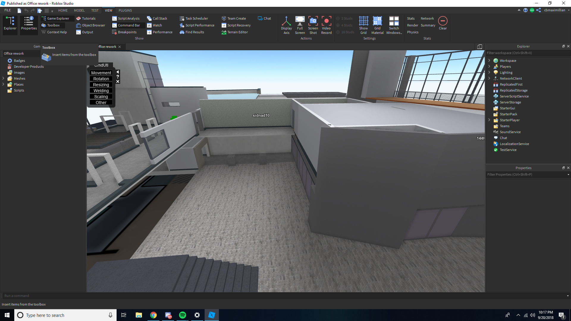 Toolbox is not showing up in team create Studio Bugs Developer