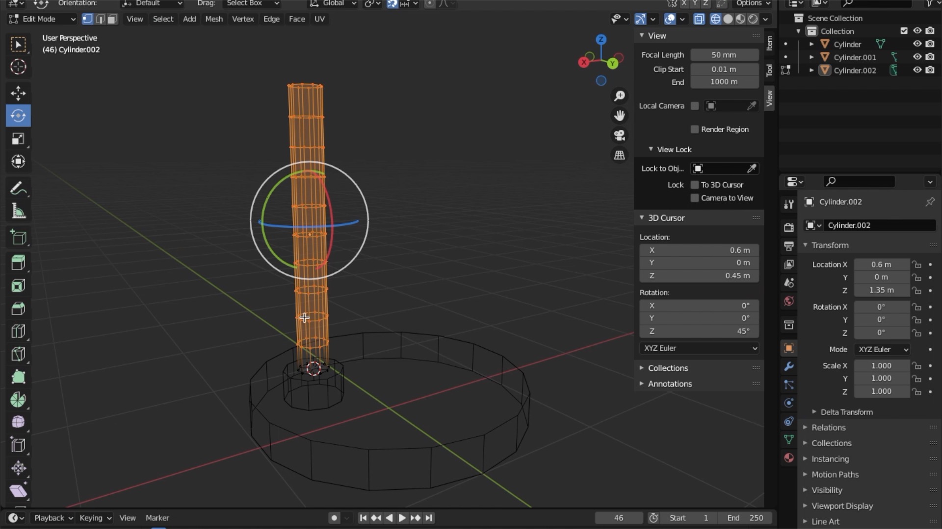 How do you rotate along the cursor in Blender Building Support