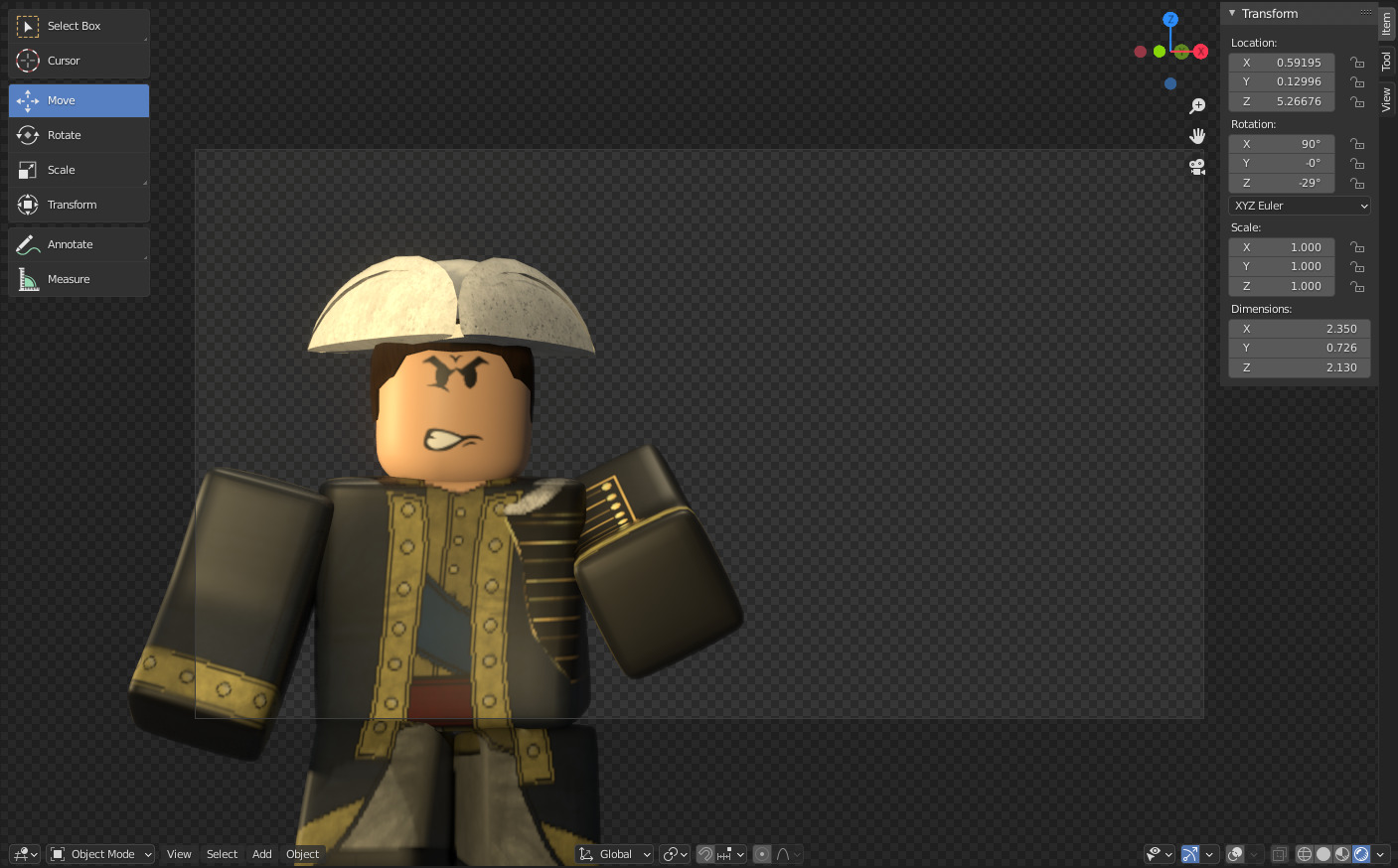 Model has no color when imported into Blender from Roblox Art Design