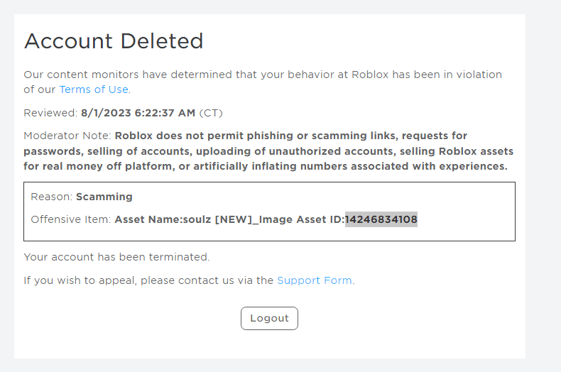 Account terminated for something I didn't do, what do I do? Platform